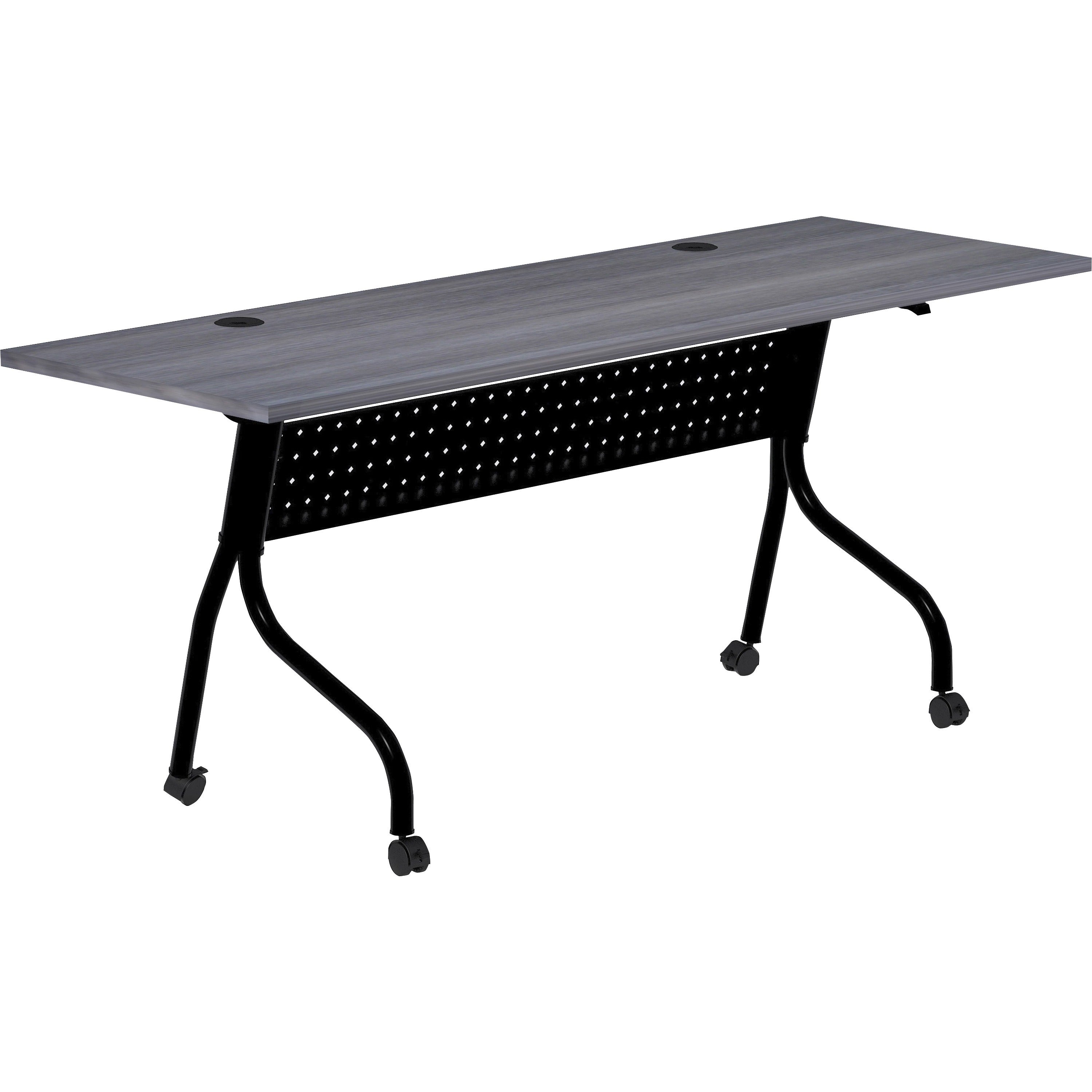lorell-flip-top-training-table-for-table-topcharcoal-rectangle-melamine-top-black-four-leg-base-4-legs-x-72-table-top-width-x-2360-table-top-depth-2950-height-melamine-1-each_llr59488 - 1