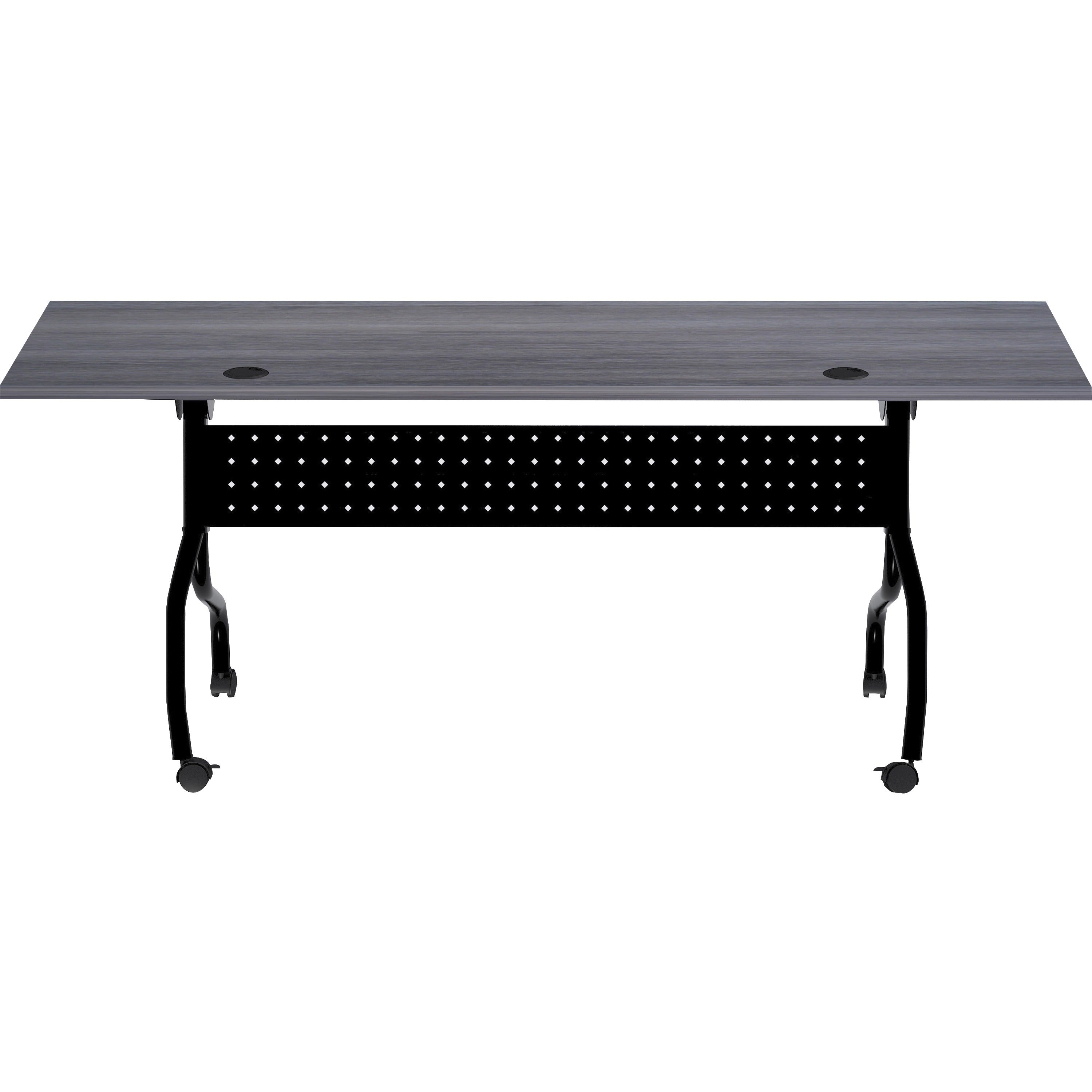 lorell-flip-top-training-table-for-table-topcharcoal-rectangle-melamine-top-black-four-leg-base-4-legs-x-72-table-top-width-x-2360-table-top-depth-2950-height-melamine-1-each_llr59488 - 5