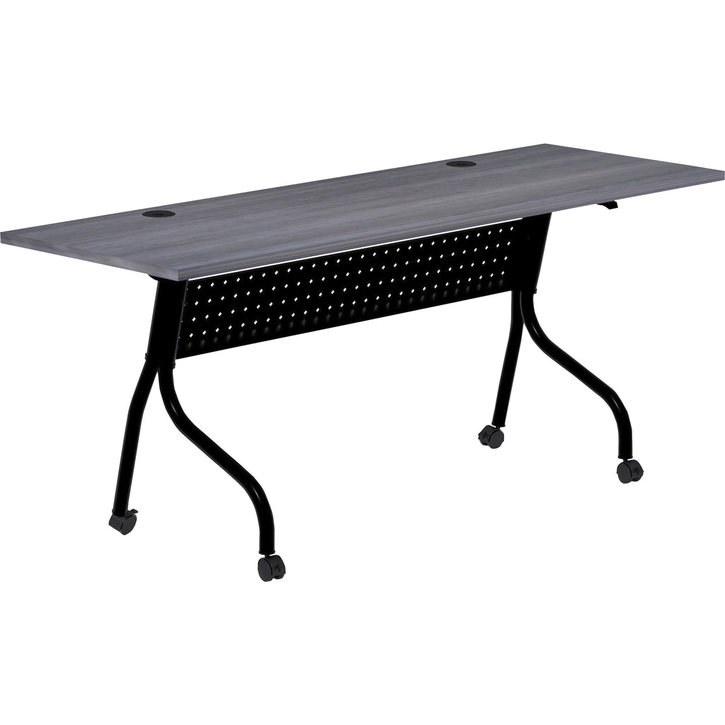 Lorell Flip Top Training Table - For - Table TopCharcoal Rectangle, Melamine Top - Black Four Leg Base - 4 Legs x 72" Table Top Width x 23.60" Table Top Depth - 29.50" Height - Melamine - 1 Each
