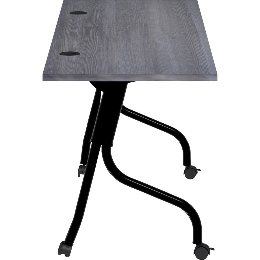 Lorell Flip Top Training Table - For - Table TopCharcoal Rectangle, Melamine Top - Black Four Leg Base - 4 Legs x 72" Table Top Width x 23.60" Table Top Depth - 29.50" Height - Melamine - 1 Each