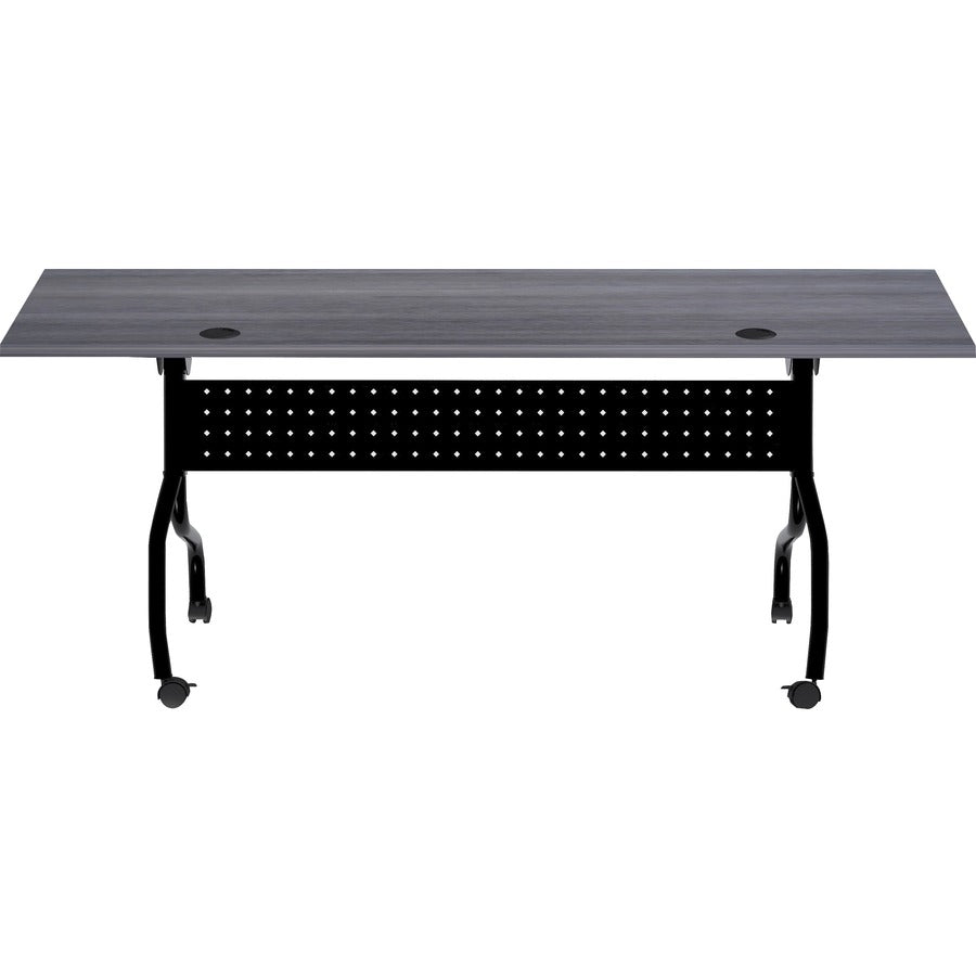 Lorell Flip Top Training Table - For - Table TopCharcoal Rectangle, Melamine Top - Black Four Leg Base - 4 Legs x 72" Table Top Width x 23.60" Table Top Depth - 29.50" Height - Melamine - 1 Each