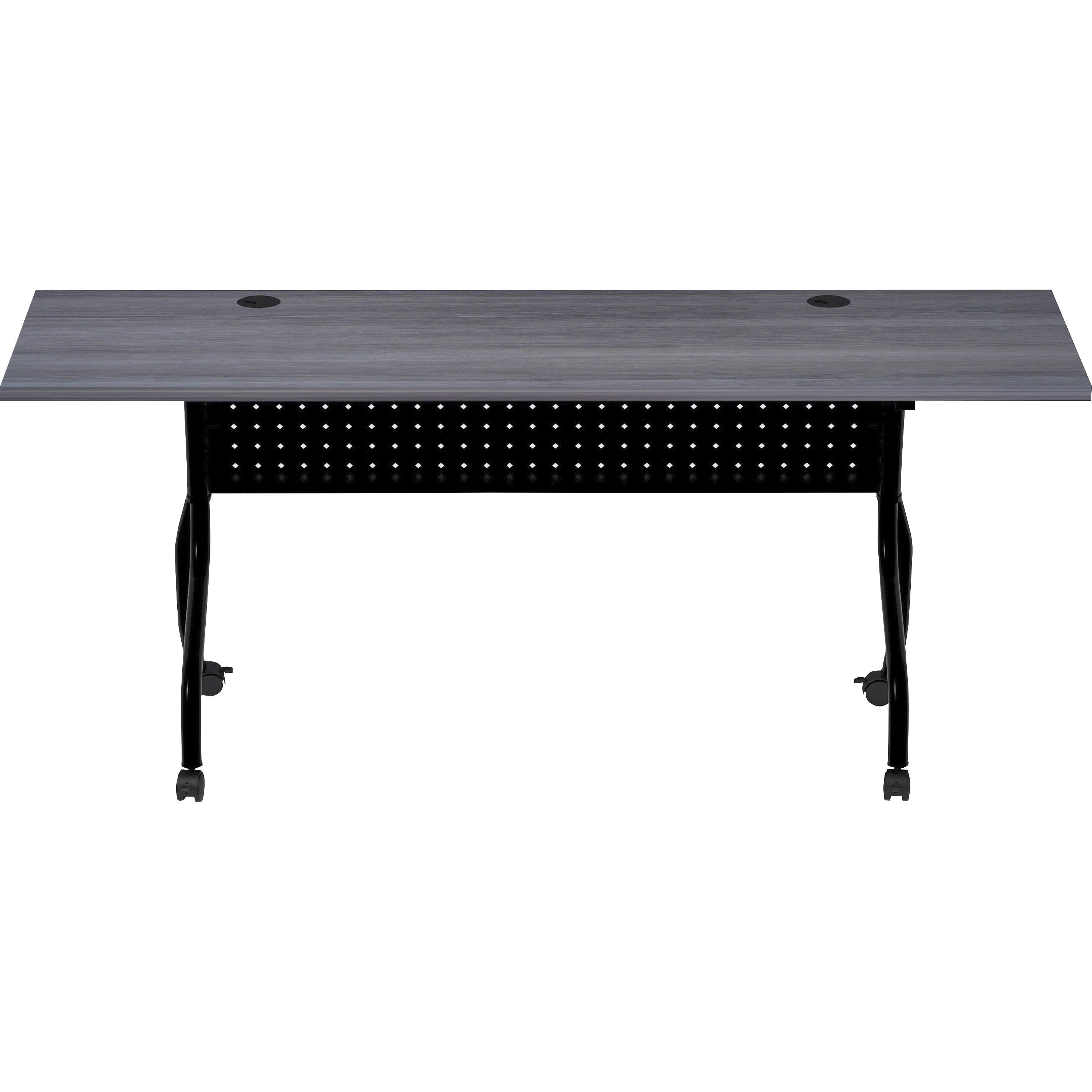 lorell-flip-top-training-table-for-table-topcharcoal-rectangle-melamine-top-black-four-leg-base-4-legs-x-72-table-top-width-x-2360-table-top-depth-2950-height-melamine-1-each_llr59488 - 3
