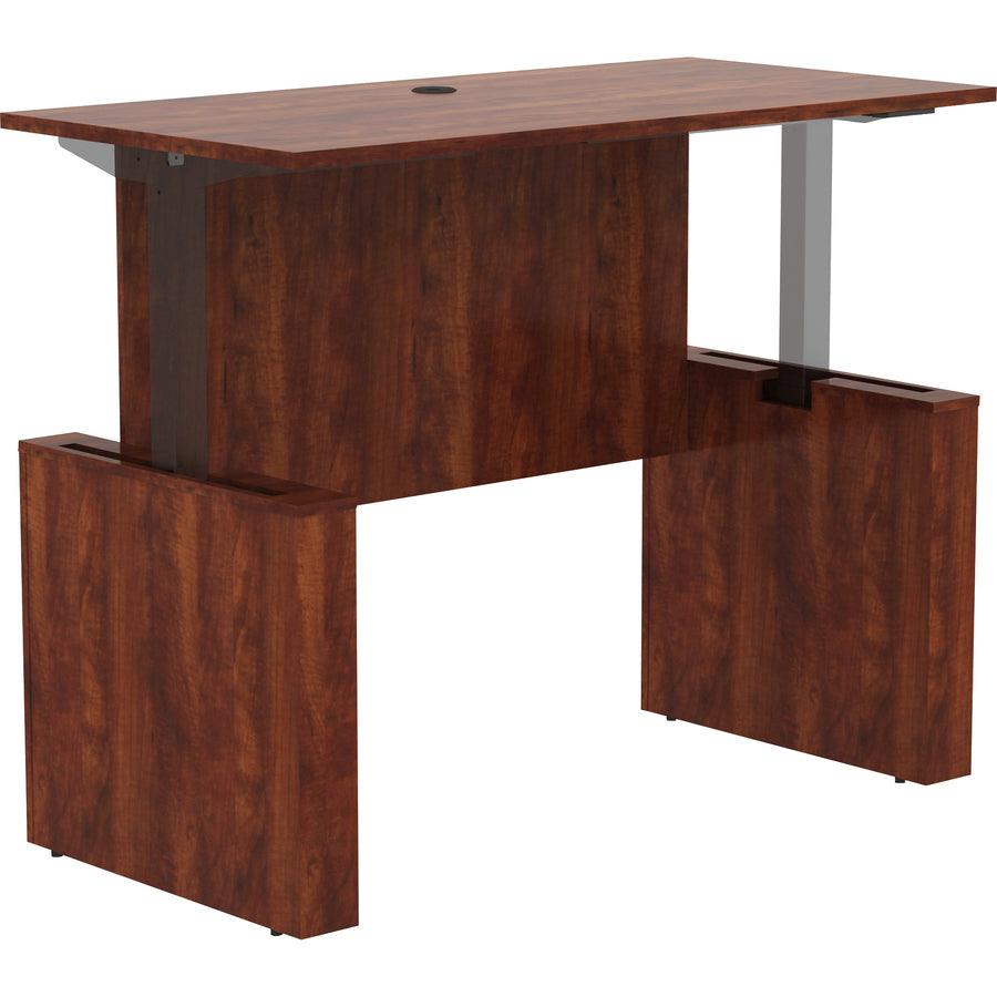 Lorell Essentials Series Sit-to-Stand Desk Shell - 0.1" Top, 1" Edge, 60" x 29"49" - Finish: Cherry - Laminate Table Top