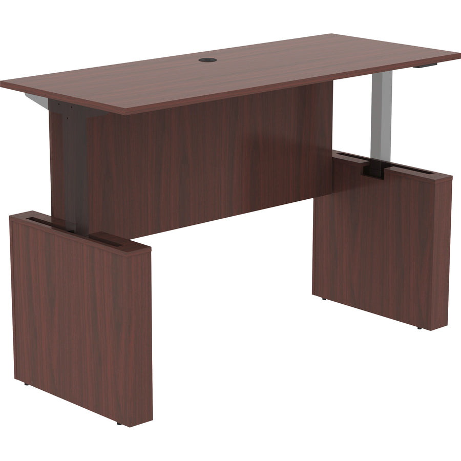 Lorell Essentials Series Sit-to-Stand Desk Shell - 0.1" Top, 1" Edge, 72" x 29"49" - Finish: Mahogany - Laminate Table Top