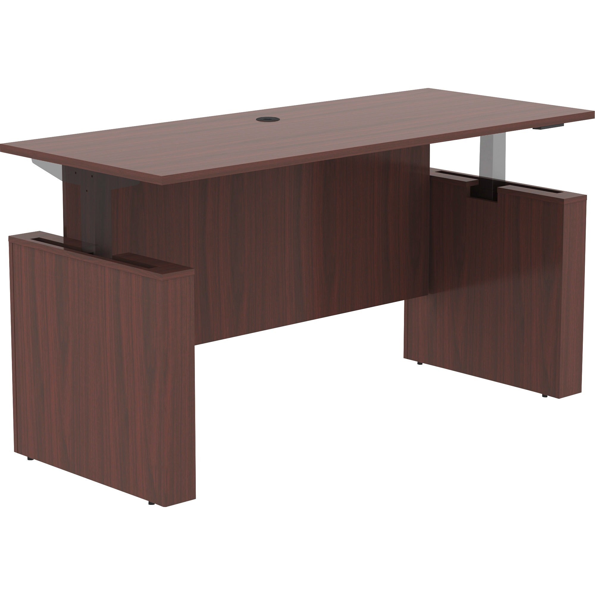 lorell-essentials-series-sit-to-stand-desk-shell-01-top-1-edge-72-x-2949-finish-mahogany-laminate-table-top_llr69574 - 1