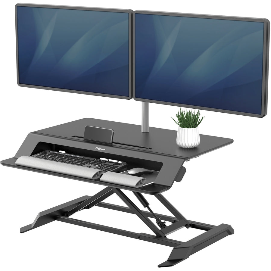 Lotus LT Sit-Stand Workstation, 34.38" x 28.38" x 7.62", Black