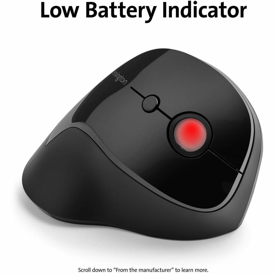 Pro Fit Ergo Vertical Wireless Mouse, 2.4 GHz Frequency/65.62 ft Wireless Range, Right Hand Use, Black