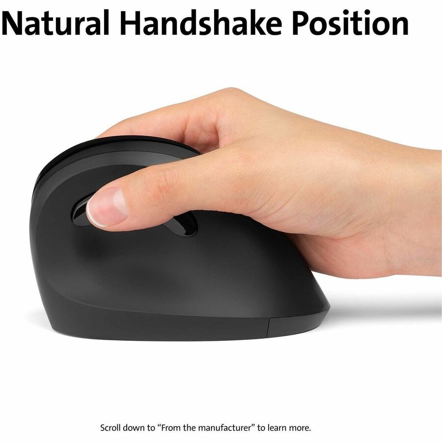 Pro Fit Ergo Vertical Wireless Mouse, 2.4 GHz Frequency/65.62 ft Wireless Range, Right Hand Use, Black
