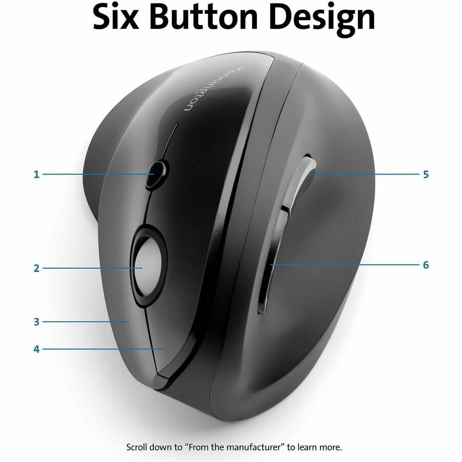Pro Fit Ergo Vertical Wireless Mouse, 2.4 GHz Frequency/65.62 ft Wireless Range, Right Hand Use, Black