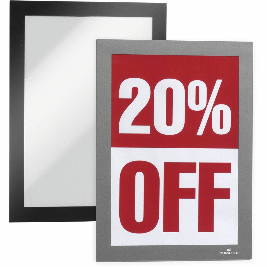 DURAFRAME Magnetic Sign Holder, 5.5 x 8.5, Black Frame, 2/Pack