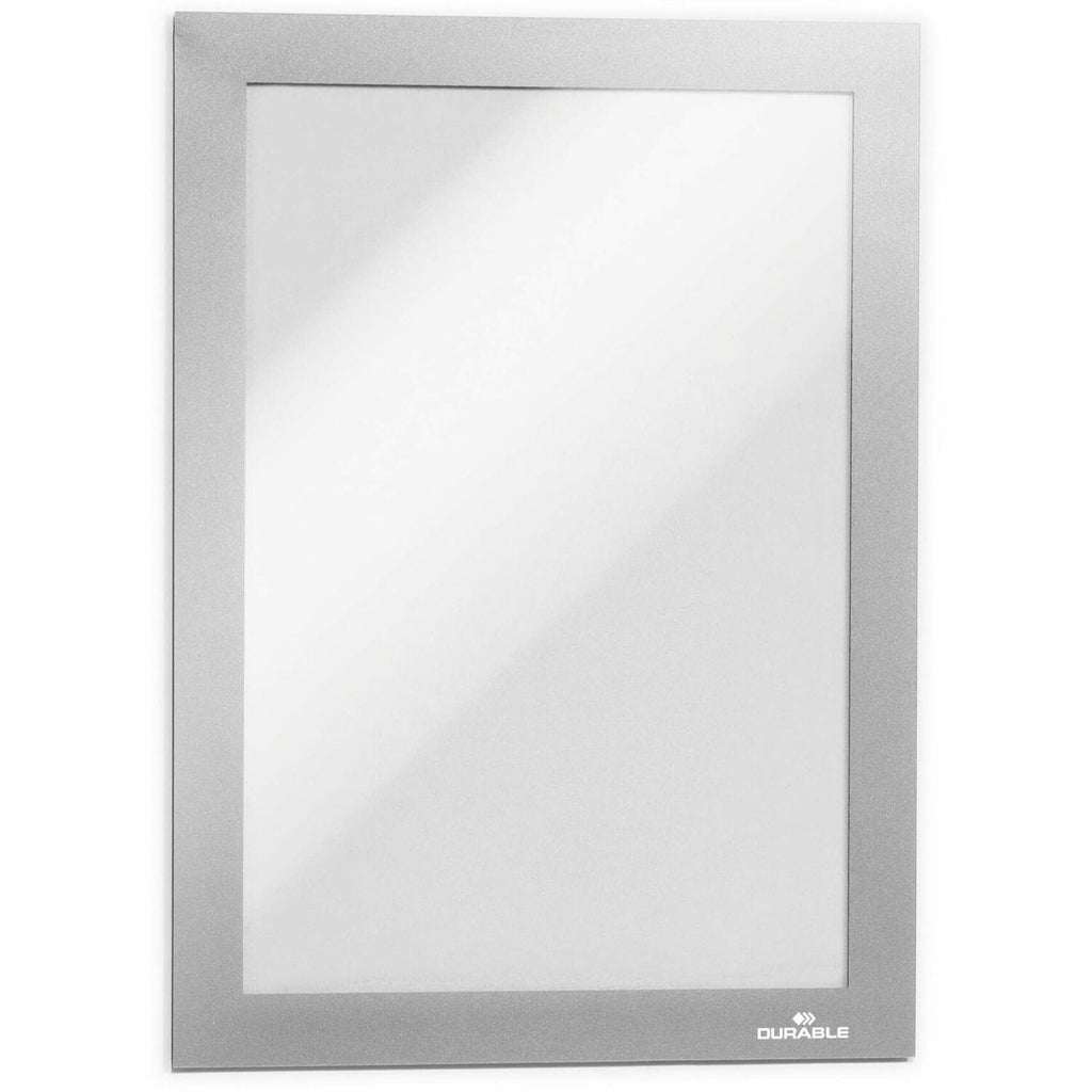 DURABLE DURAFRAME Magnetic Frame - 2 Pack - 5.50" Holding Width x 8.50" Holding Height - Magnetic, Anti-glare, Four Sided, Sturdy - Plastic - Silver