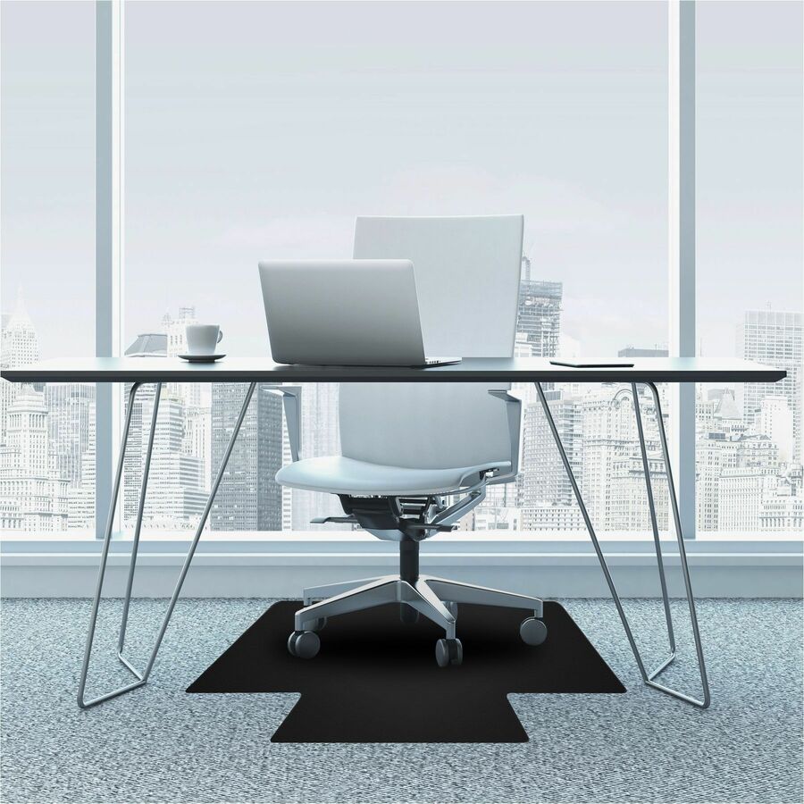 Advantagemat Black Vinyl Lipped Chair Mat for Carpets - 36" x 48" - 48" Length x 36" Width x 0.090" Depth x 0.090" Thickness - Lip Size 20" Length x 10" Width - Lipped - Classic - Vinyl, Polyvinyl Chloride (PVC) - Black - 1Each - TAA Compliant