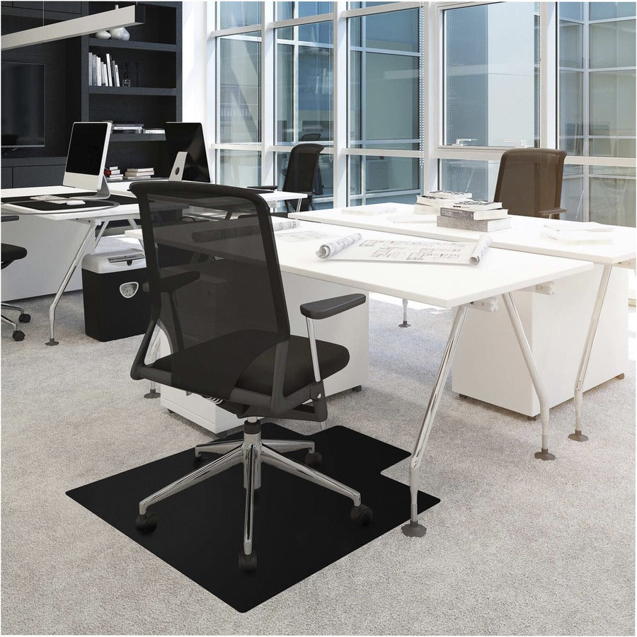 Advantagemat Black Vinyl Lipped Chair Mat for Carpets - 45" x 53" - Carpeted Floor - 53" Length x 45" Width x 0.090" Depth x 0.090" Thickness - Lip Size 25" Length x 12" Width - Lipped - Classic - Polyvinyl Chloride (PVC), Vinyl - Black - 1Each