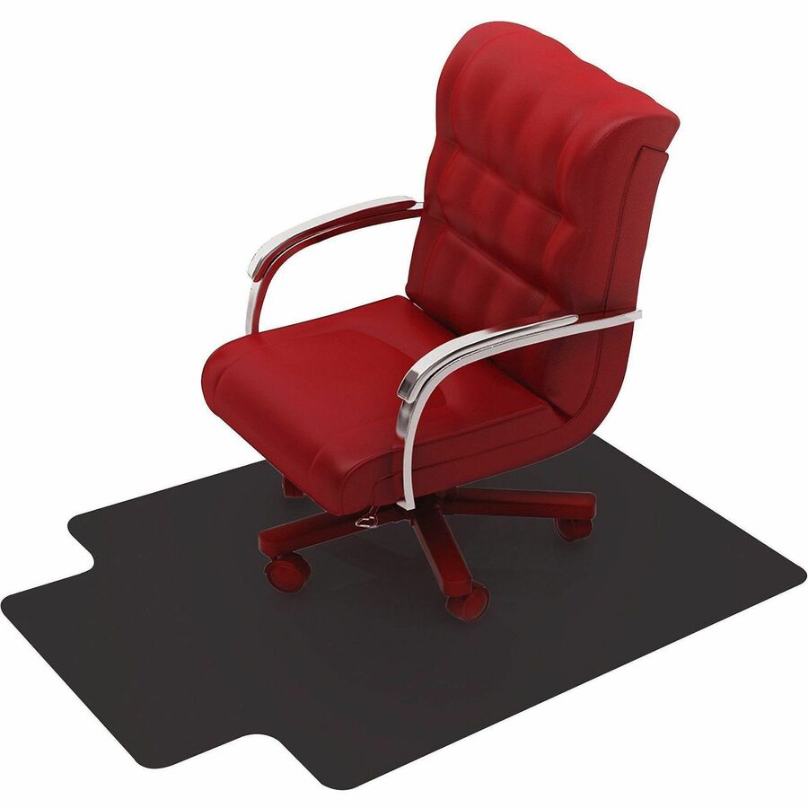 Advantagemat Black Vinyl Lipped Chair Mat for Hard Floor - 45" x 53" - Hard Floor - 53" Length x 45" Width x 0.080" Depth x 0.080" Thickness - Lip Size 25" Length x 12" Width - Lipped - Classic - Polyvinyl Chloride (PVC) - Black - 1Each - TAA Co