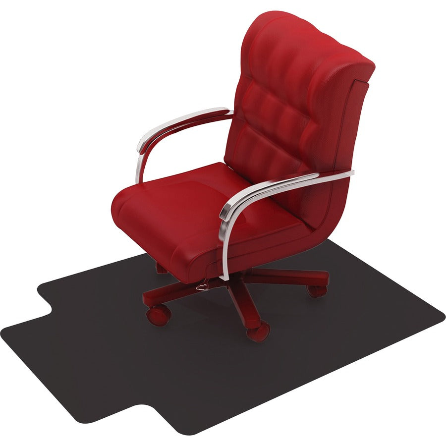 Advantagemat Black Vinyl Lipped Chair Mat for Hard Floor - 45" x 53" - Hard Floor - 53" Length x 45" Width x 0.080" Depth x 0.080" Thickness - Lip Size 25" Length x 12" Width - Lipped - Classic - Polyvinyl Chloride (PVC) - Black - 1Each - TAA Co