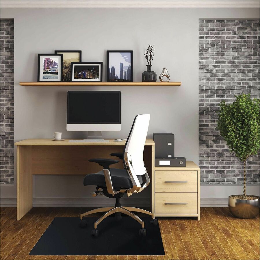 Advantagemat Black Vinyl Rectangular Chair Mat for Hard Floor - 48" x 60" - Hard Floor - 60" Length x 48" Width x 0.080" Depth x 0.080" Thickness - Rectangular - Classic - Polyvinyl Chloride (PVC) - Black - 1Each - TAA Compliant