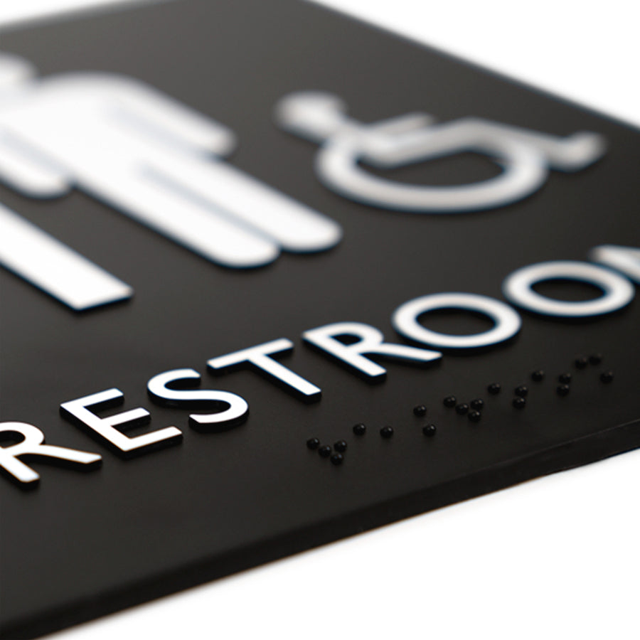 lorell-unisex-handicap-restroom-sign-1-each-8-width-x-8-height-square-shape-easy-readability-injection-molded-plastic-black-black_llr02655 - 2