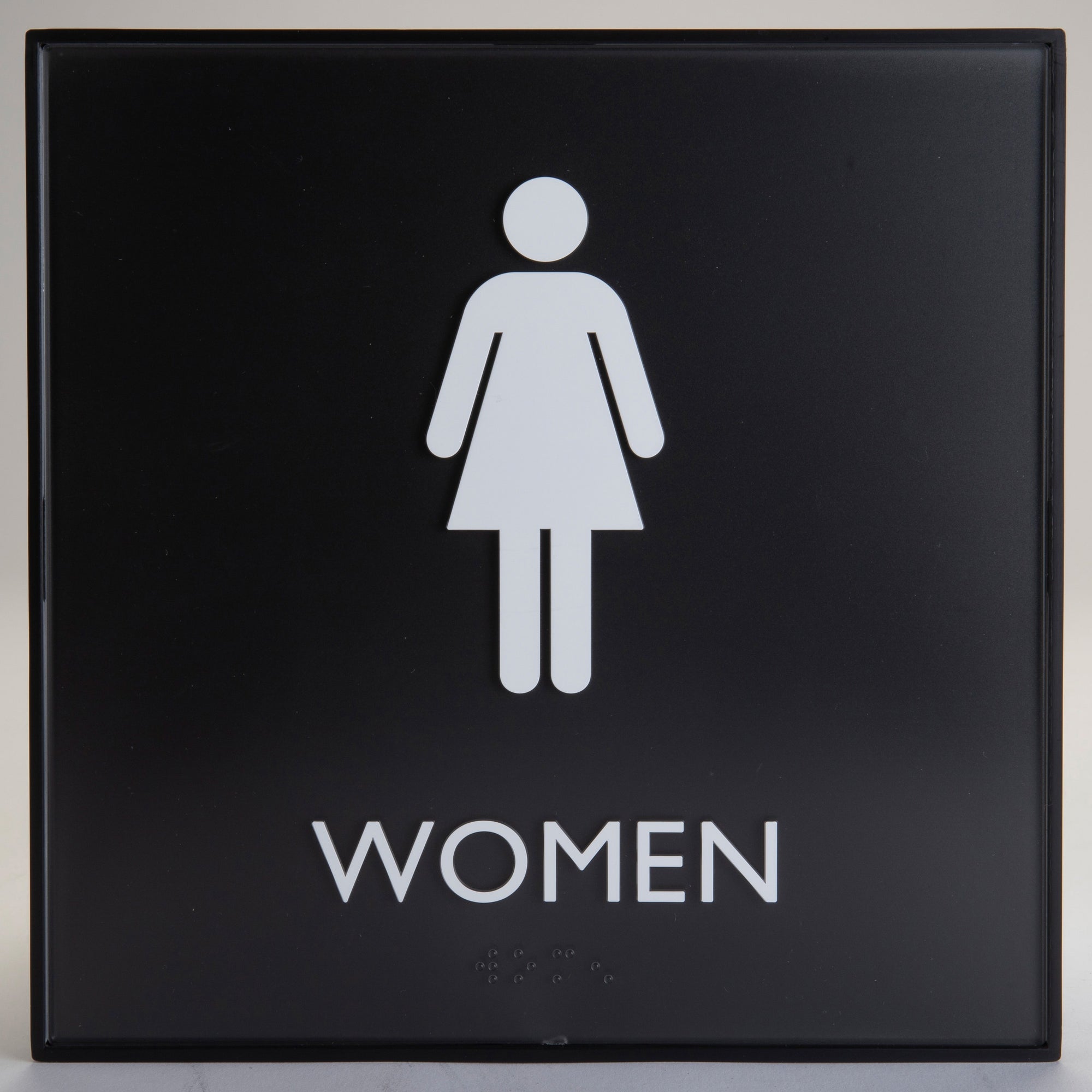Lorell Women's Restroom Sign - 1 Each - Women Print/Message - 8" Width x 8" Height - Square Shape - Easy Readability, Injection-molded - Plastic - Black, Black