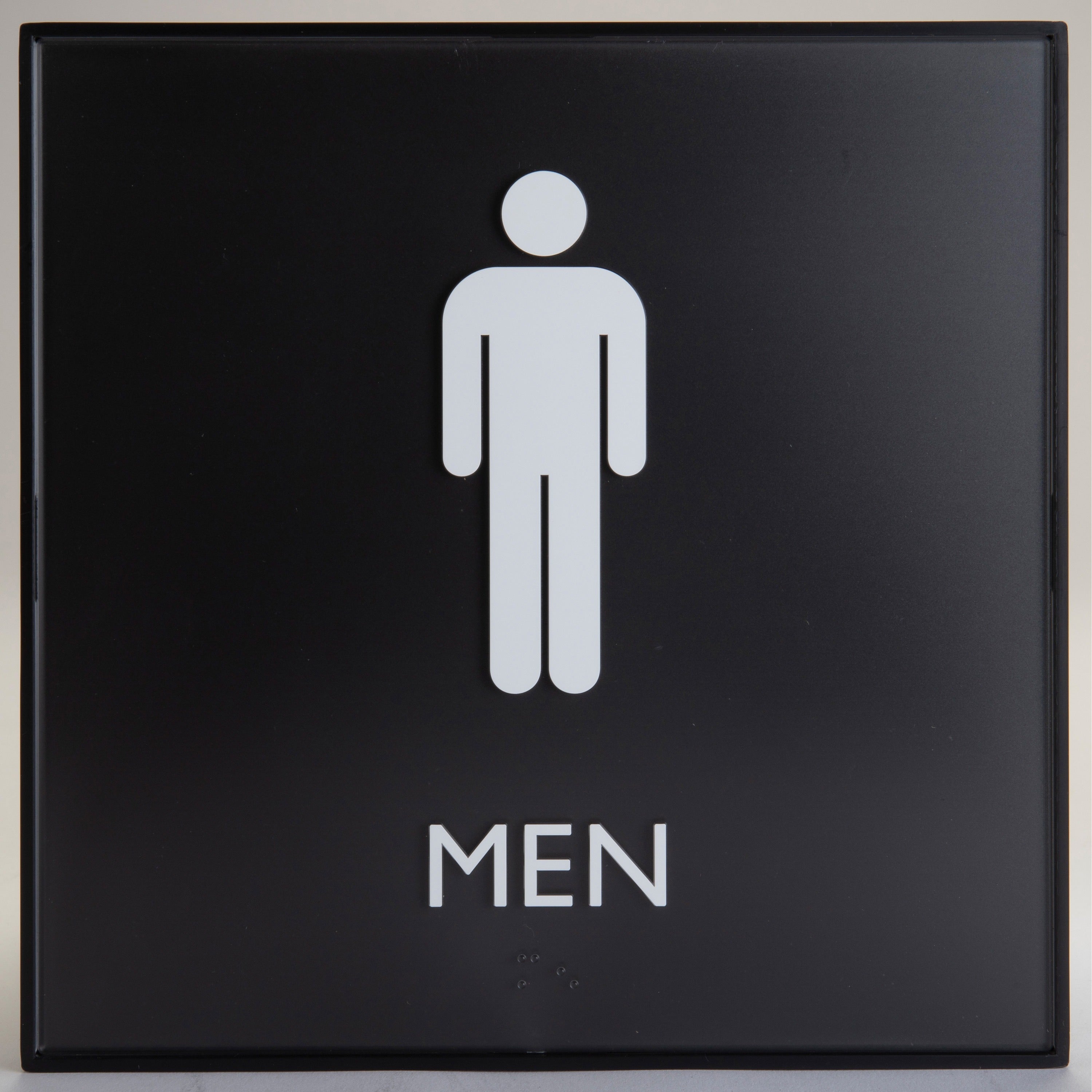 lorell-mens-restroom-sign-1-each-men-print-message-8-width-x-8-height-square-shape-easy-readability-injection-molded-plastic-black-black_llr02658 - 1