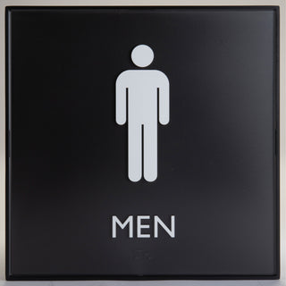 lorell-mens-restroom-sign-1-each-men-print-message-8-width-x-8-height-square-shape-easy-readability-injection-molded-plastic-black-black_llr02658 - 1