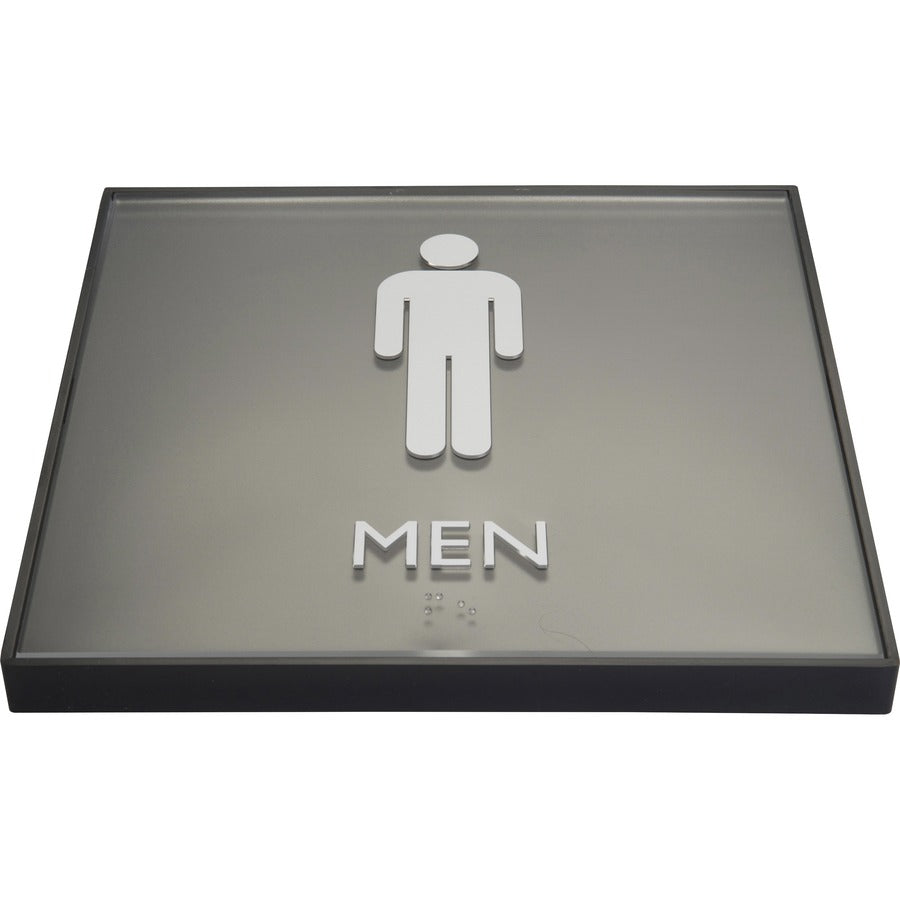 lorell-mens-restroom-sign-1-each-men-print-message-8-width-x-8-height-square-shape-easy-readability-injection-molded-plastic-black-black_llr02658 - 8