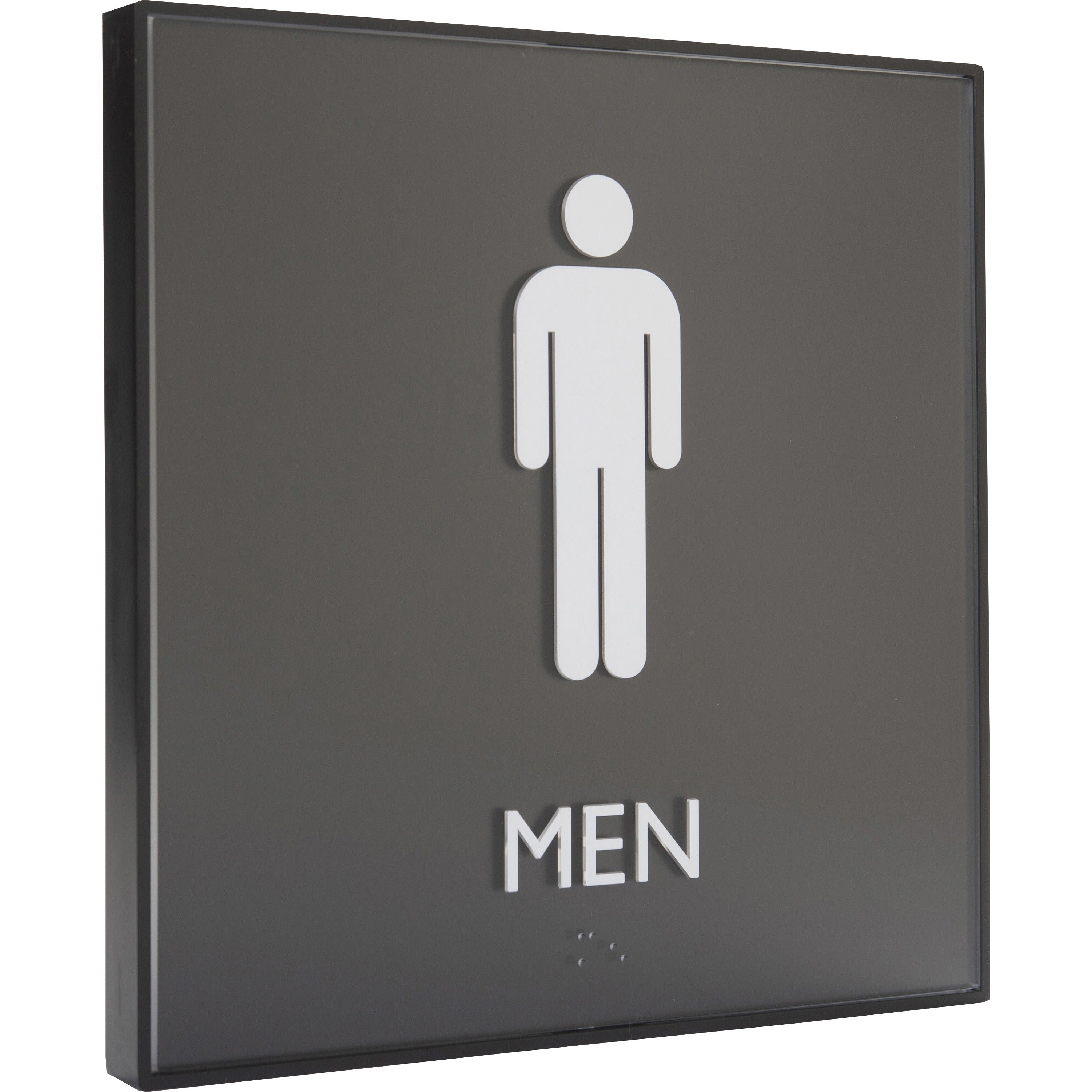 lorell-mens-restroom-sign-1-each-men-print-message-8-width-x-8-height-square-shape-easy-readability-injection-molded-plastic-black-black_llr02658 - 4