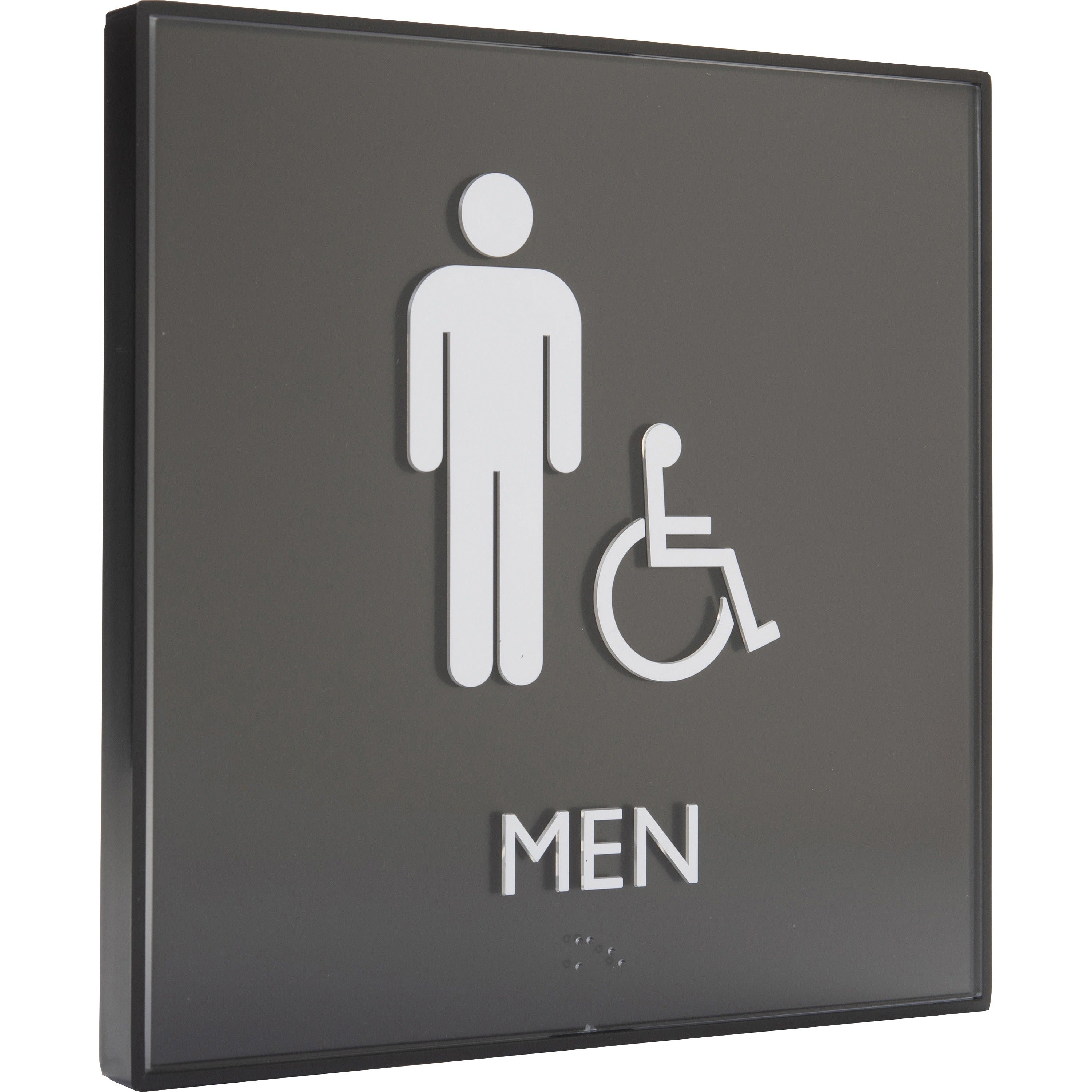 lorell-mens-handicap-restroom-sign-1-each-men-print-message-8-width-x-8-height-square-shape-easy-readability-injection-molded-plastic-black-black_llr02659 - 5