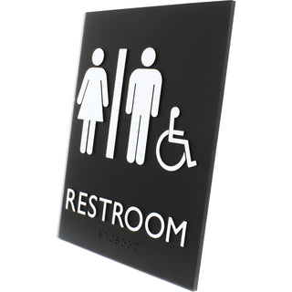 lorell-unisex-handicap-restroom-sign-1-each-64-width-x-85-height-rectangular-shape-easy-readability-braille-plastic-black-black_llr02664 - 2