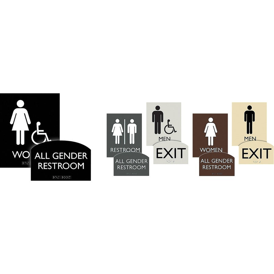 Lorell Women's Handicap Restroom Sign - 1 Each - Women Print/Message - 6.4" Width x 8.5" Height - Rectangular Shape - Surface-mountable - Easy Readability, Braille - Plastic - Black