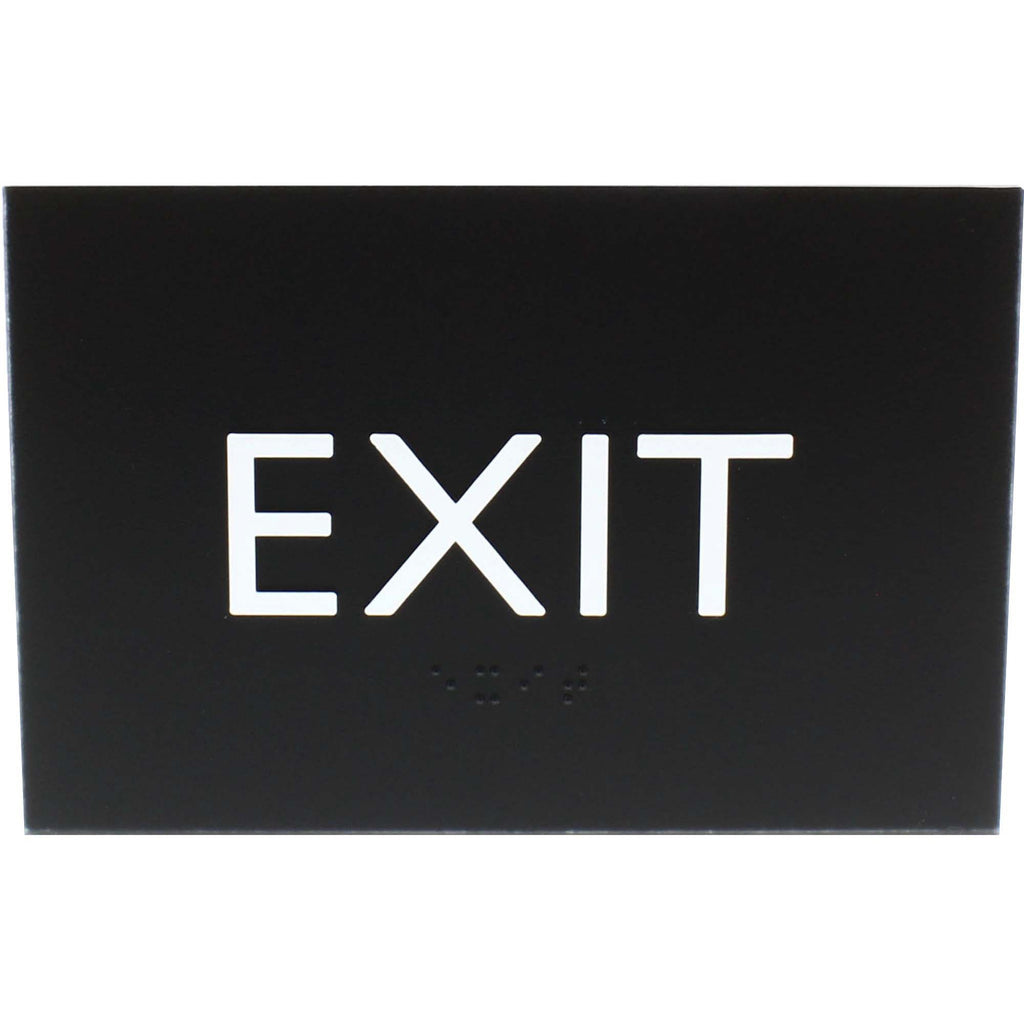 Lorell Exit Sign - 1 Each - 4.5" Width x 6.8" Height - Rectangular Shape - Easy Readability, Braille - Plastic - Black, Black