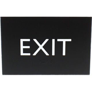 Lorell Exit Sign - 1 Each - 4.5" Width x 6.8" Height - Rectangular Shape - Easy Readability, Braille - Plastic - Black, Black