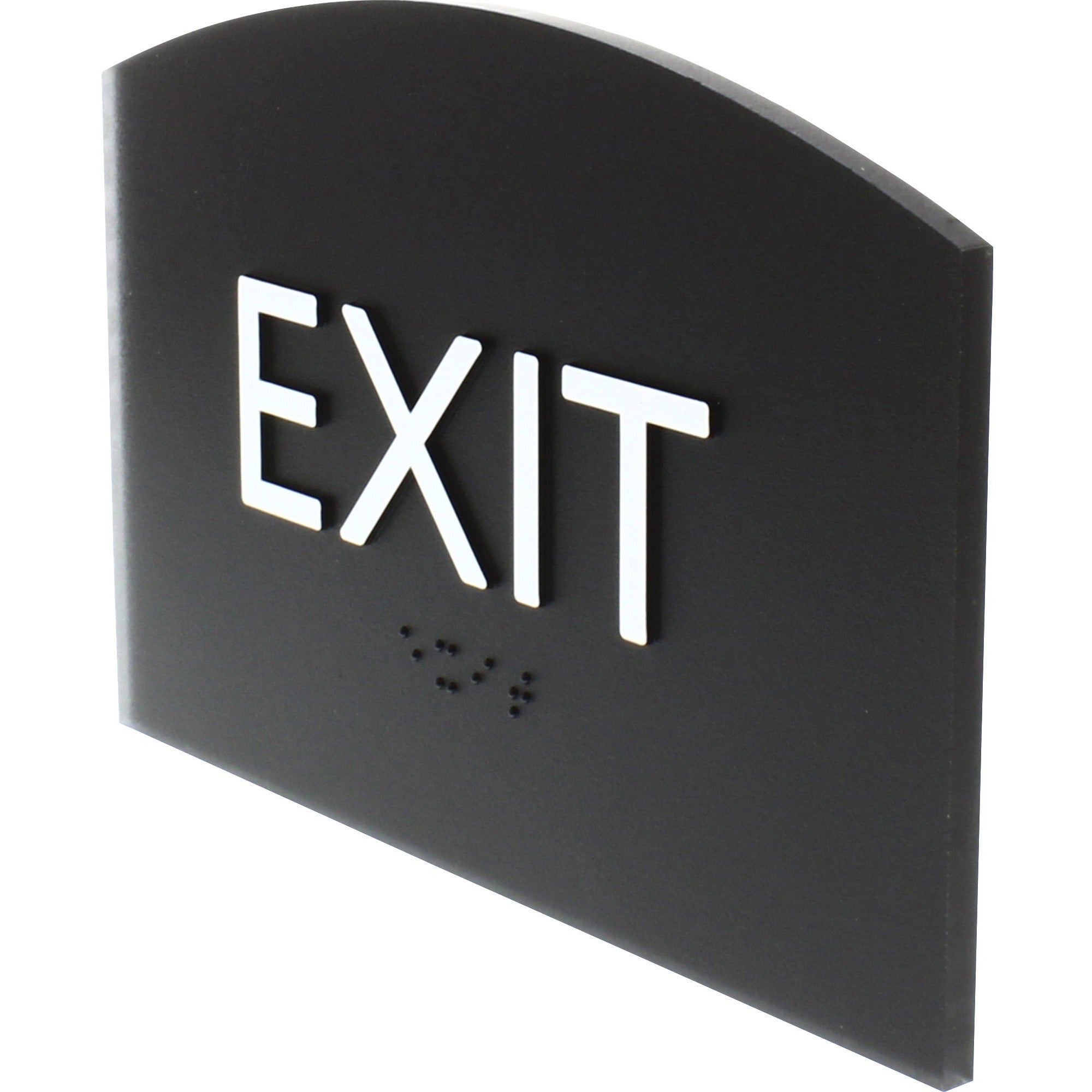 lorell-exit-sign-1-each-45-width-x-68-height-rectangular-shape-easy-readability-braille-plastic-black-black_llr02680 - 2