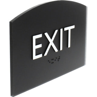 Lorell Exit Sign - 1 Each - 4.5" Width x 6.8" Height - Rectangular Shape - Easy Readability, Braille - Plastic - Black, Black