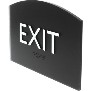 Lorell Exit Sign - 1 Each - 4.5" Width x 6.8" Height - Rectangular Shape - Easy Readability, Braille - Plastic - Black, Black
