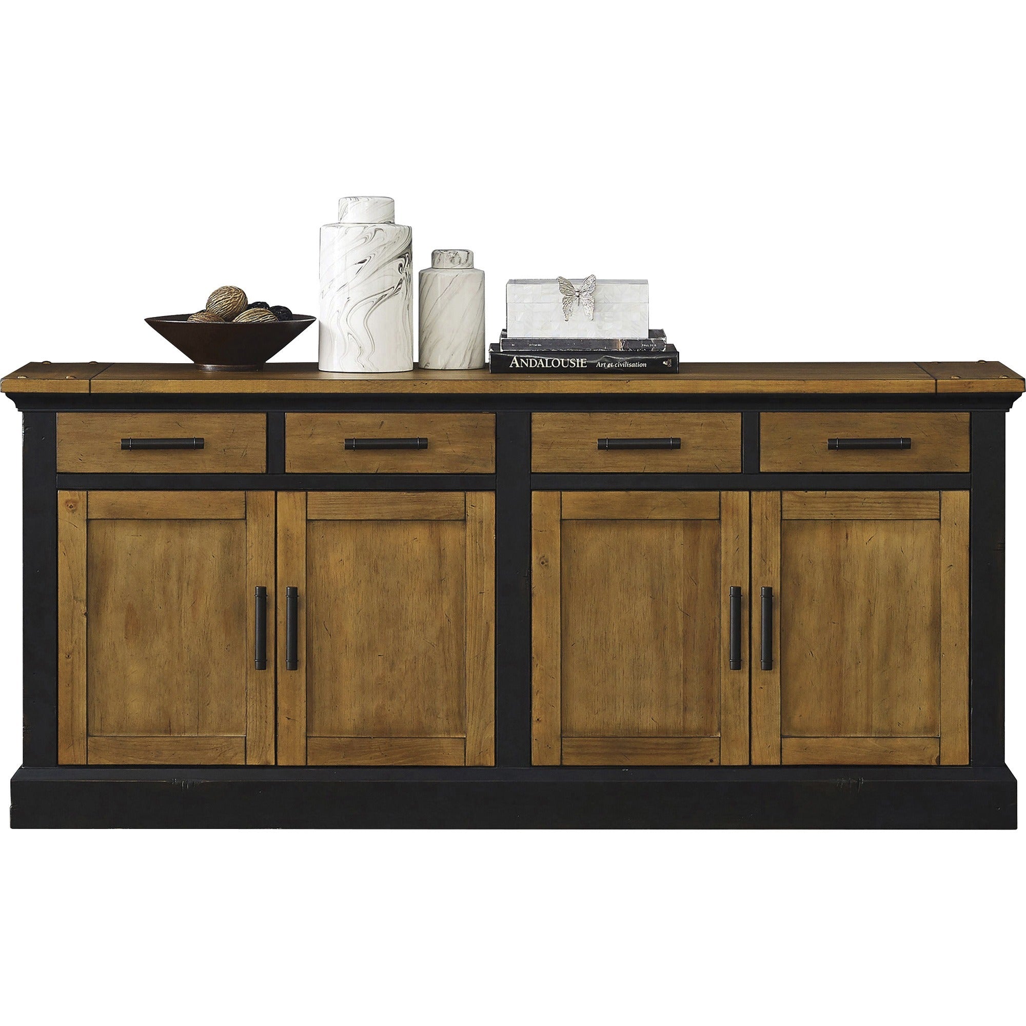 Martin Toulouse Storage Credenza - 4-Drawer - 68" x 18"30" - 4 Drawer(s) - 4 Door(s) - 2 Adjustable Shelf(ves) - Finish: Chestnut