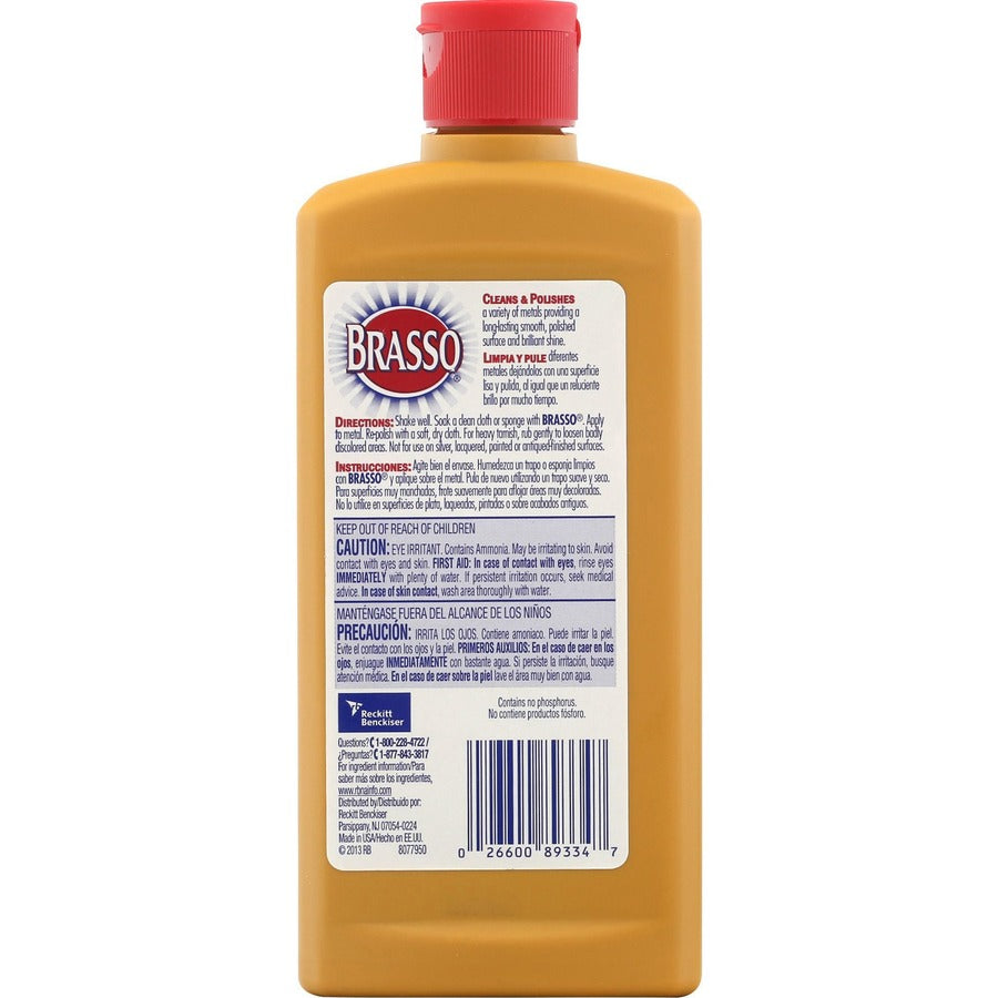 Brasso Metal Polish - 8 fl oz (0.3 quart)Bottle - 8 / Carton - Tan