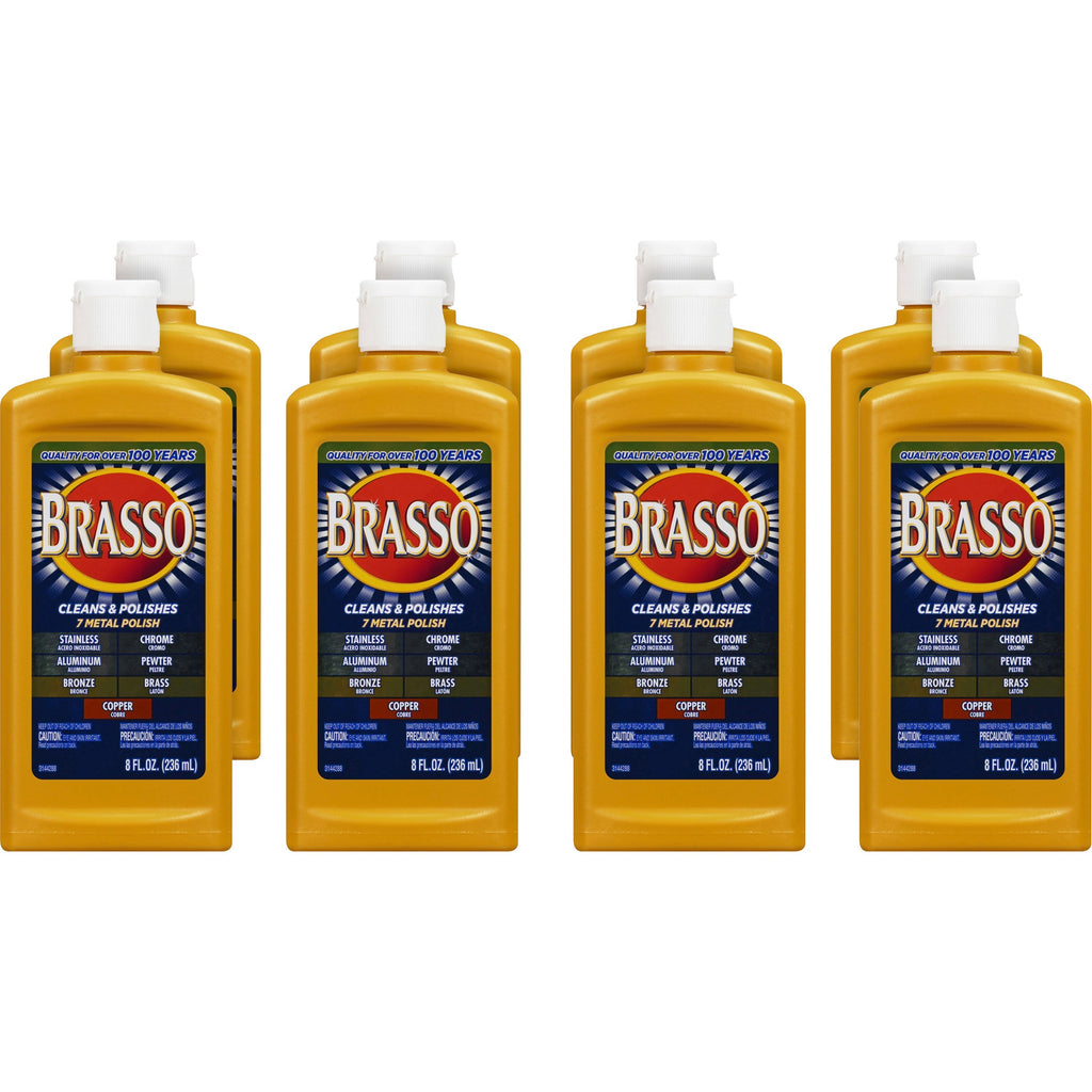 Brasso Metal Polish - 8 fl oz (0.3 quart)Bottle - 8 / Carton - Tan