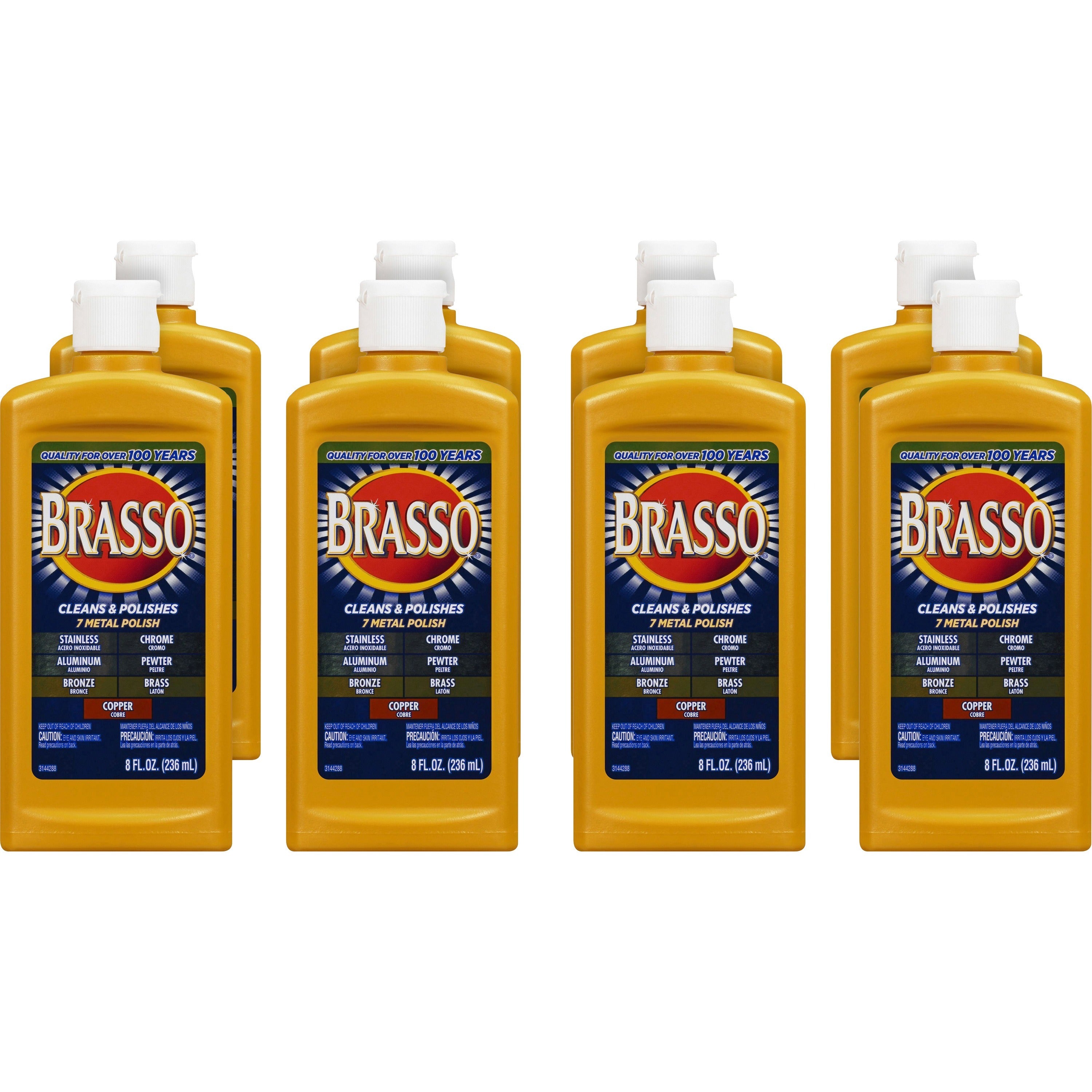 Brasso Metal Polish - 8 fl oz (0.3 quart)Bottle - 8 / Carton - Tan