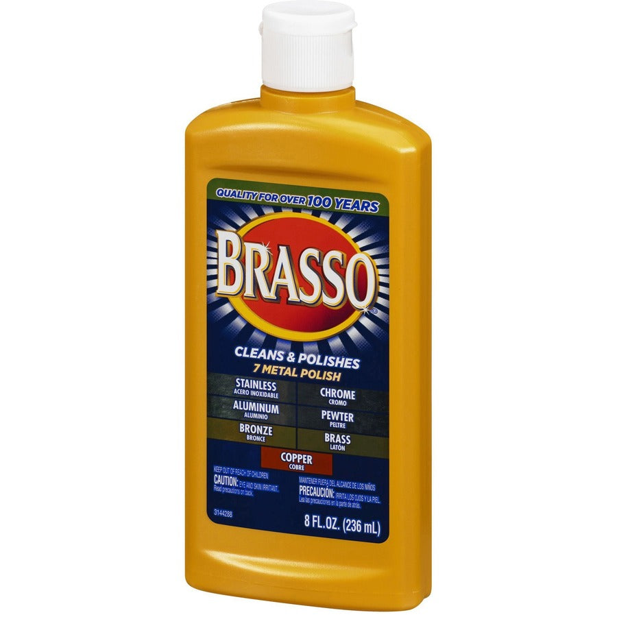 Brasso Metal Polish - 8 fl oz (0.3 quart)Bottle - 8 / Carton - Tan