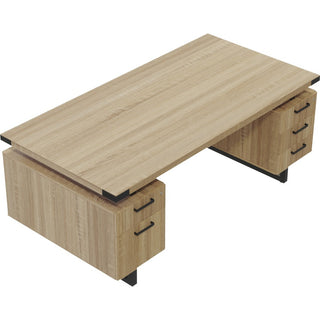 Safco Mirella Free Standing Desk Top with Modesty Panel - 72" x 36" x 1.6" Top - Box Drawer(s) - Material: Particleboard - Finish: Sand Dune, Laminate