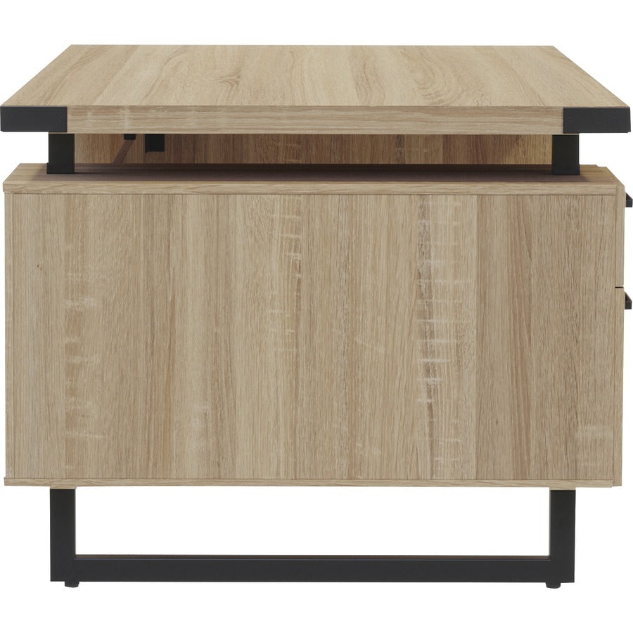 Safco Mirella Free Standing Desk Top with Modesty Panel - 72" x 36" x 1.6" Top - Box Drawer(s) - Material: Particleboard - Finish: Sand Dune, Laminate