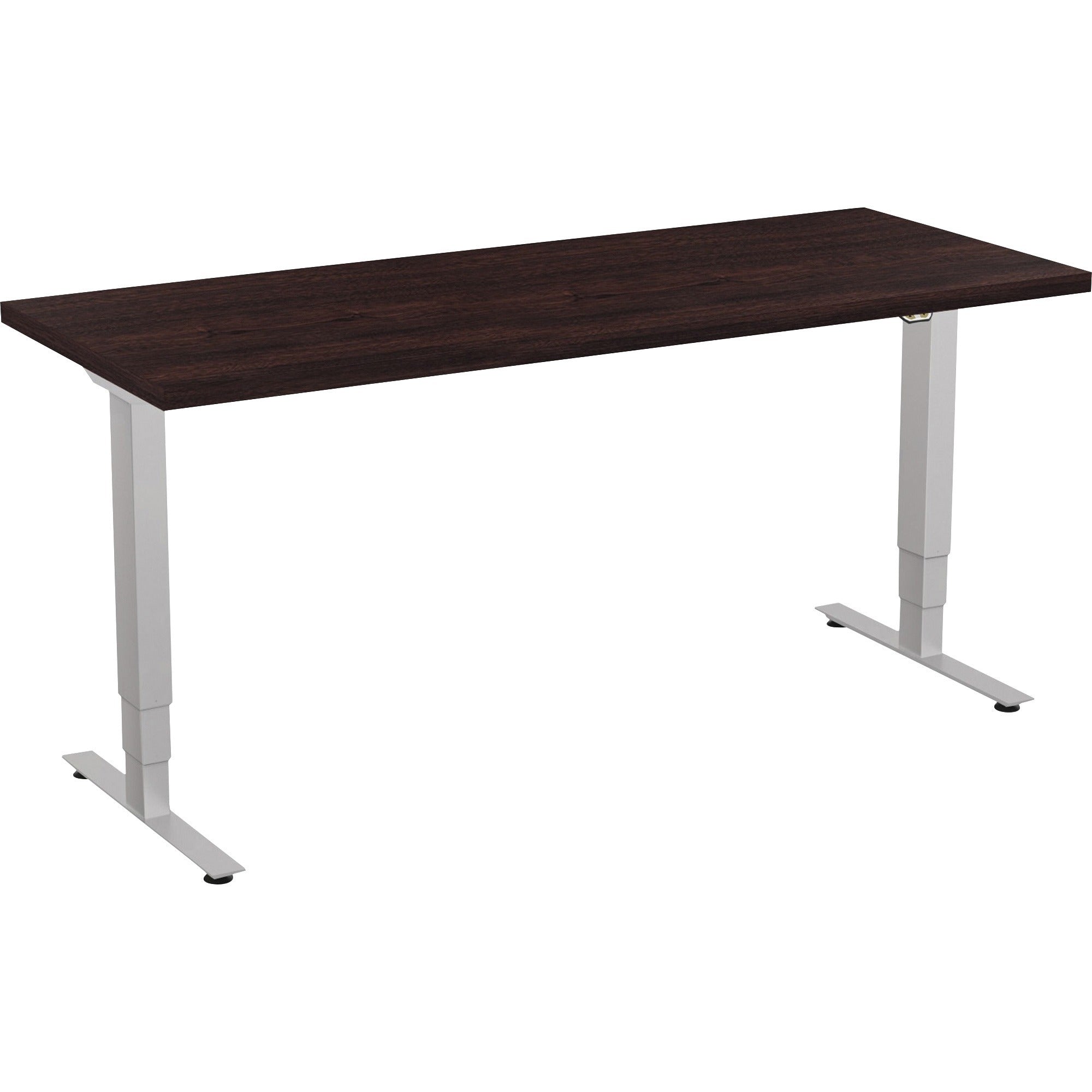Special-T 24x60" Patriot 3-Stage Sit/Stand Table - For - Table TopEspresso Rectangle Top - Brown Silver Base - 24" to 48" Adjustment x 60" Table Top Width x 24" Table Top Depth - 46" Height - Assembly Required - 1 Each - TAA Compliant