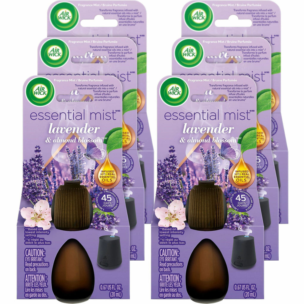Air Wick Essential Mist Scented Diffuser Oil Refills - Oil - 0.7 fl oz (0 quart) - Lavender & Almond Blossoms - 45 Day - 6 / Carton - Long Lasting - 1