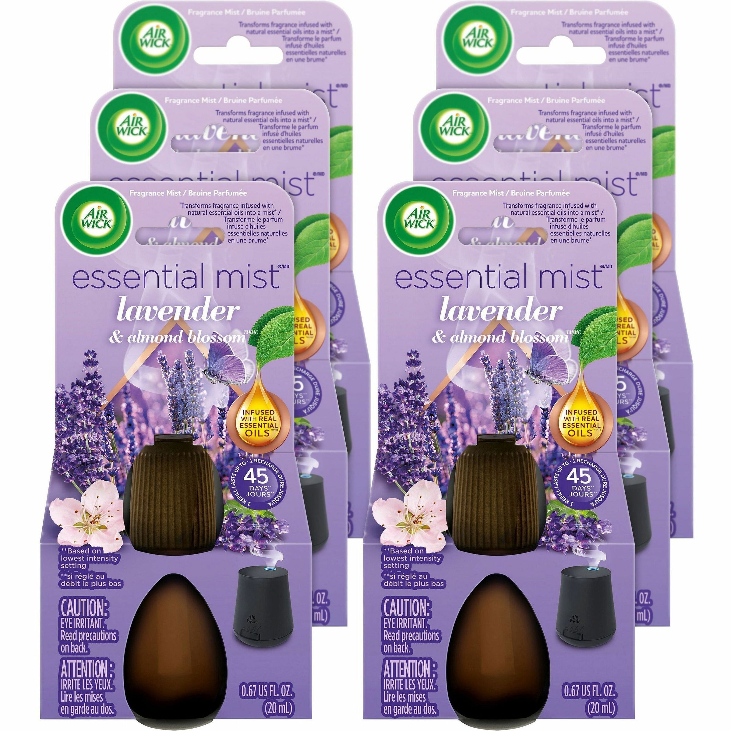 Air Wick Essential Mist Scented Diffuser Oil Refills - Oil - 0.7 fl oz (0 quart) - Lavender & Almond Blossoms - 45 Day - 6 / Carton - Long Lasting - 1