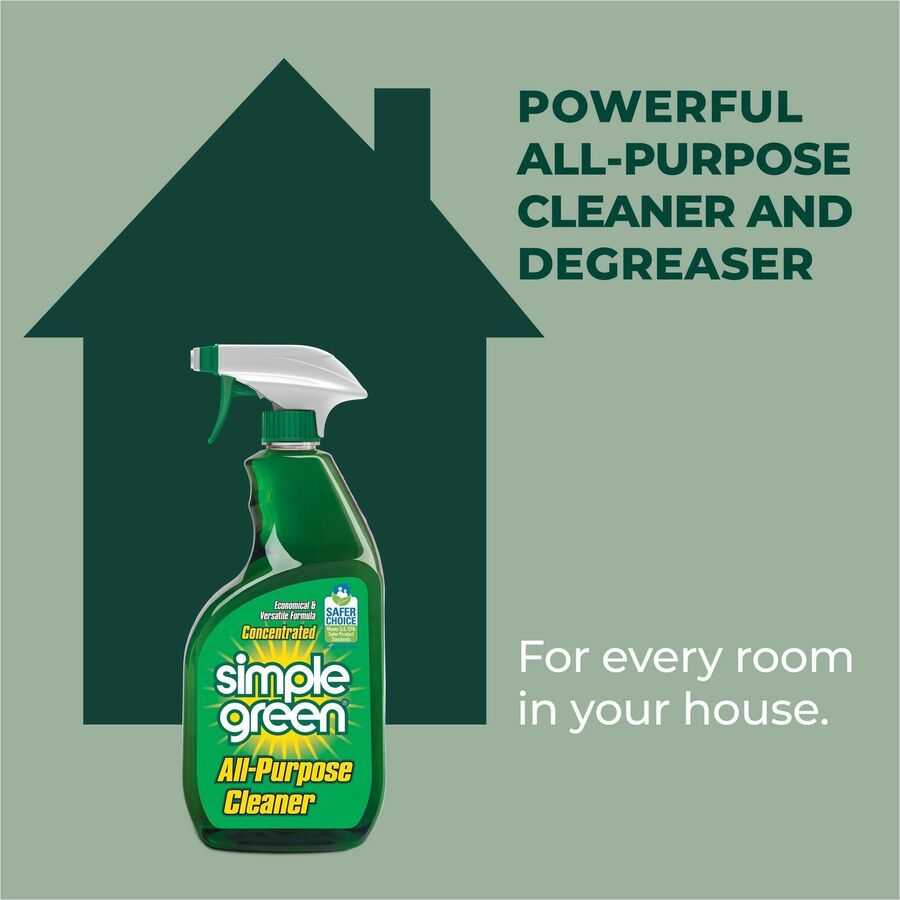 Simple Green All-Purpose Concentrated Cleaner - Concentrate - 32 fl oz (1 quart) - 12 / Carton - Non-toxic, Streak-free, Smudge-free - Green
