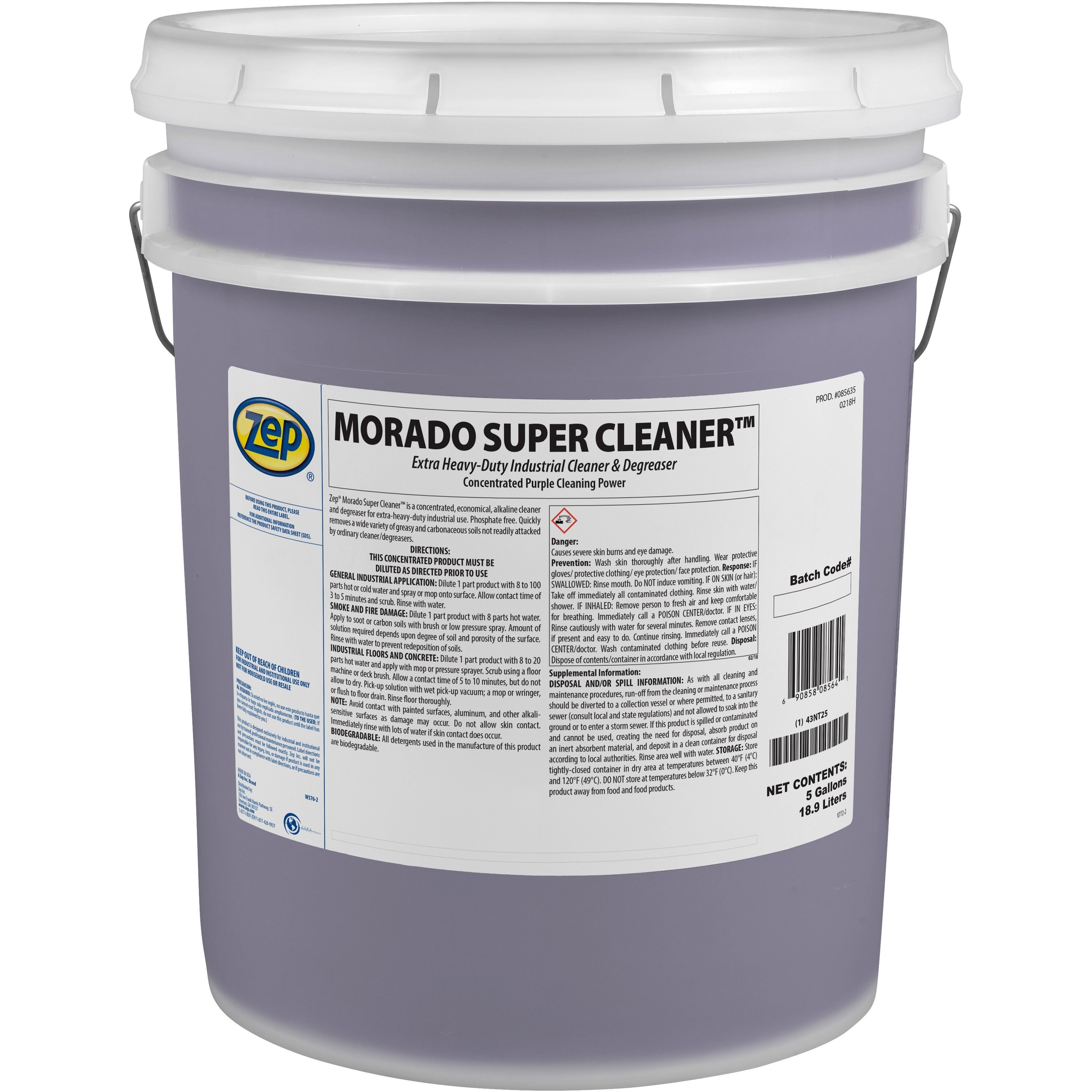 Zep Morado Super Cleaner - Concentrate - 640 fl oz (20 quart) - 1 Each - Purple, Clear - 1
