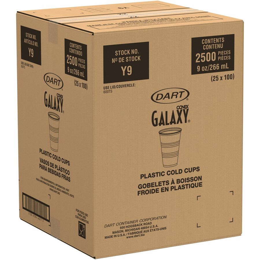 Solo Galaxy 9 oz Plastic Cold Cups - 100.0 / Bag - 25 / Carton - Translucent - Plastic, Polystyrene - Cold Drink, Beverage - 2