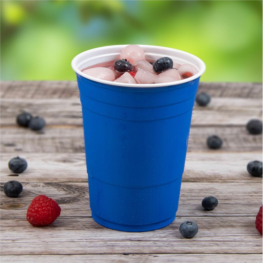 Solo 16 oz Plastic Cold Party Cups - 50.0 / Bag - Round - 20 / Carton - Translucent - Polystyrene - Cold Drink, Party, Soda, Juice, Concession Stand - 3