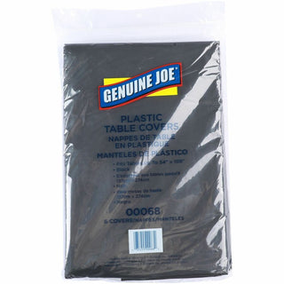 Genuine Joe Plastic Table Covers - 108" Length x 54" Width - Plastic - Black - 24 / Carton