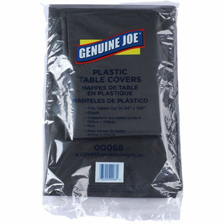 Genuine Joe Plastic Table Covers - 108" Length x 54" Width - Plastic - Black - 24 / Carton